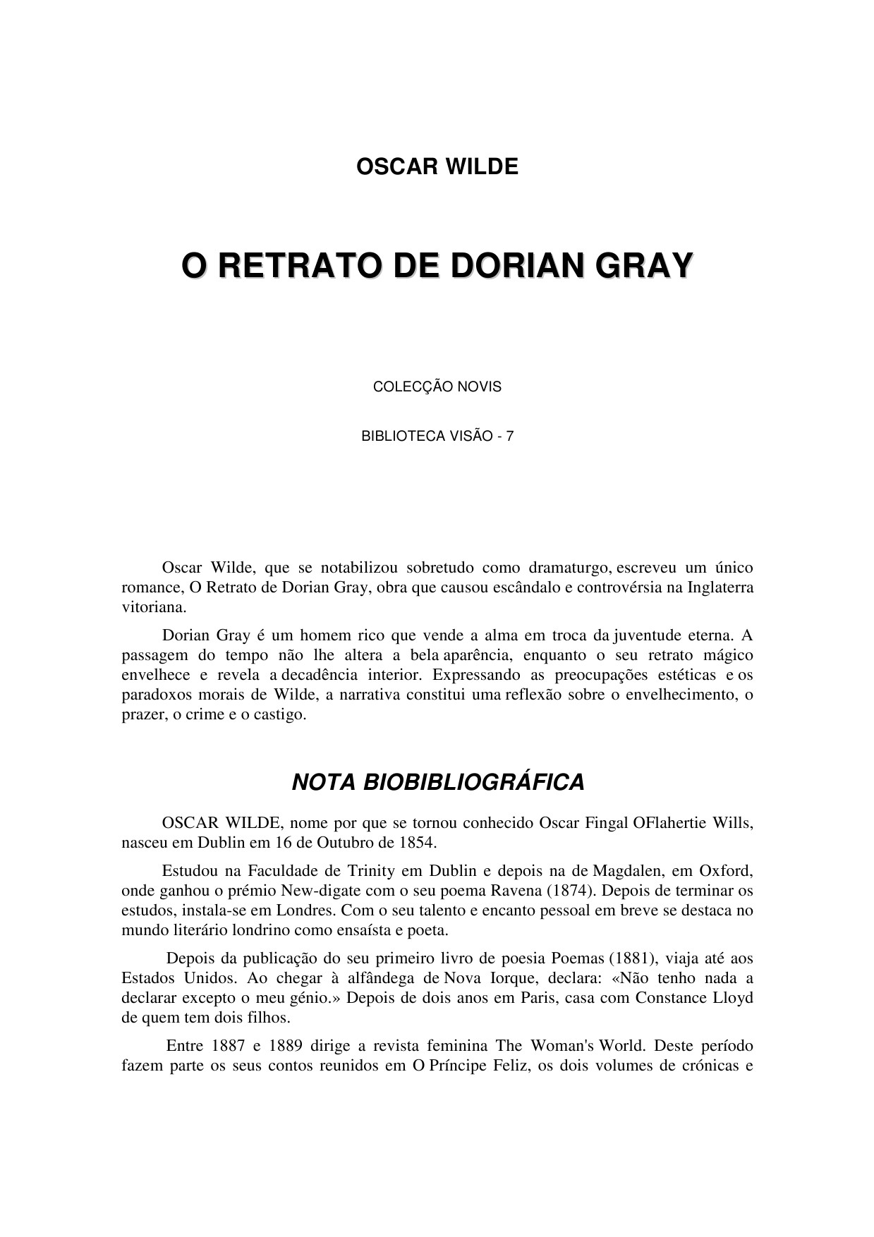 O Retrato de Dorian Gray