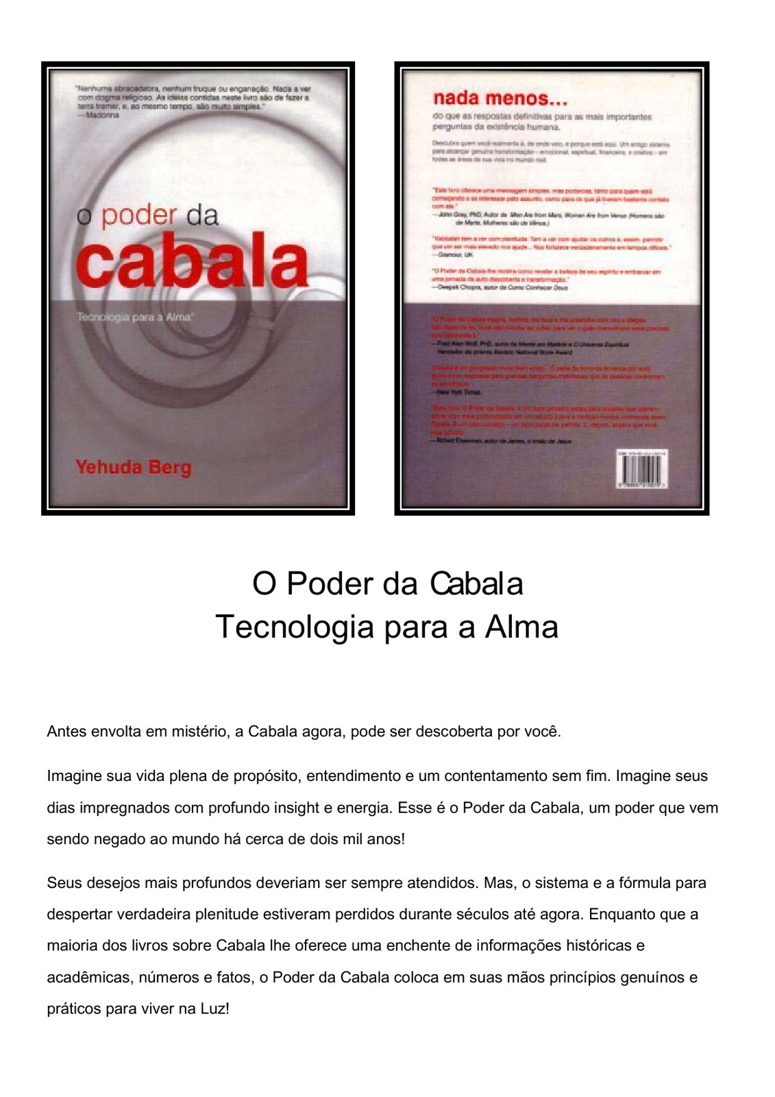 O poder da Cabala - Tecnologia para Alma