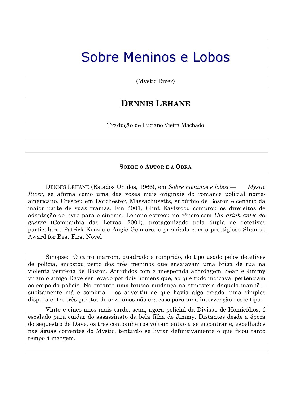 Sober meninos e lobos