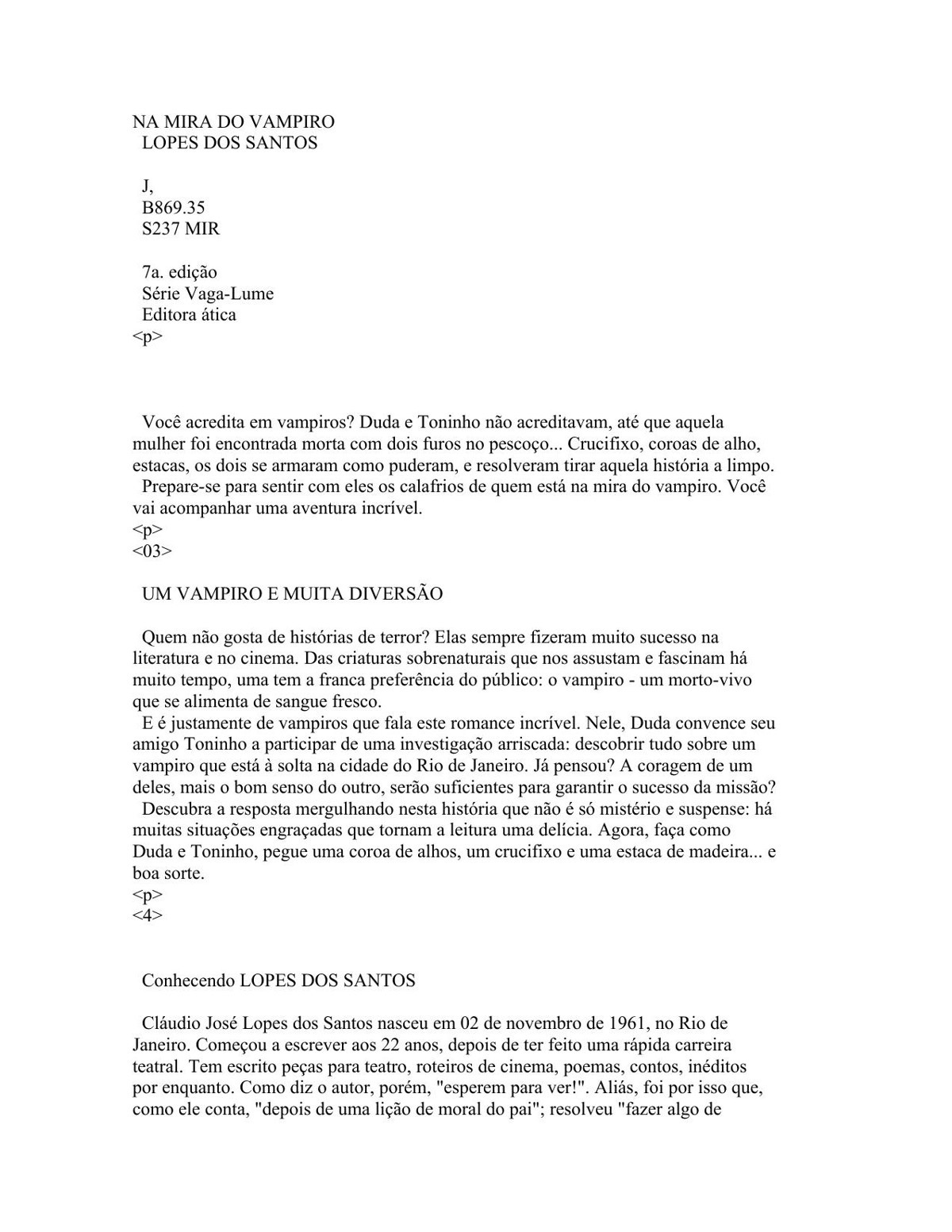 Na Mira Do Vampiro (Coleção Vaga-Lume)