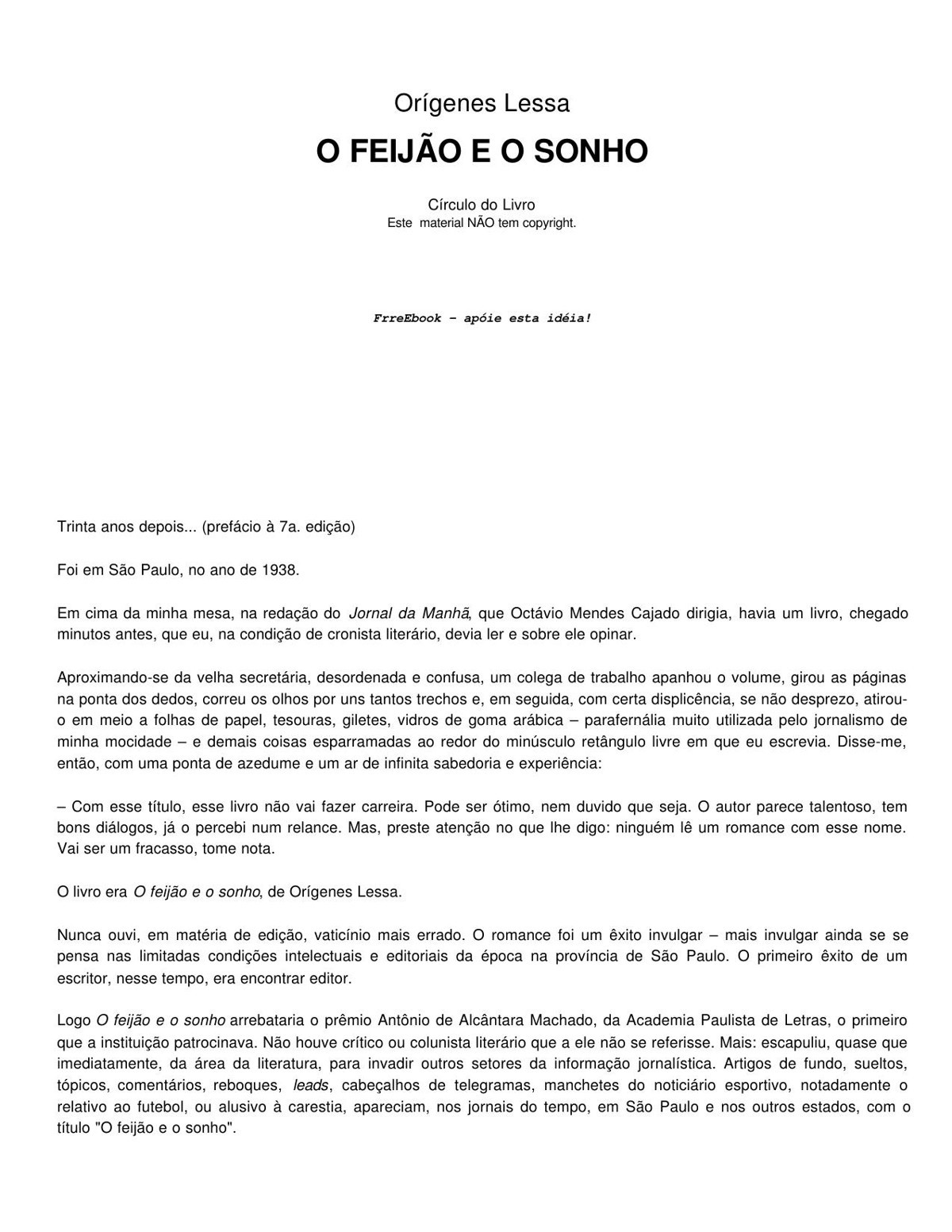 O feijão e o Sonho (Coleção Vaga-Lume)