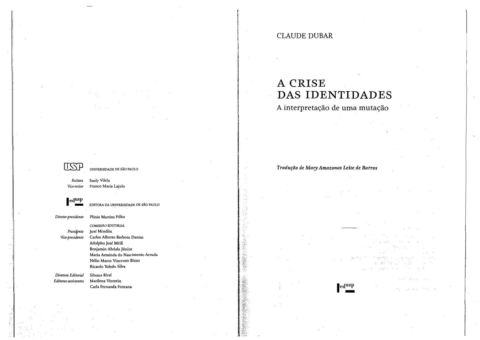 DUBAR, Claude. A crise das identidades