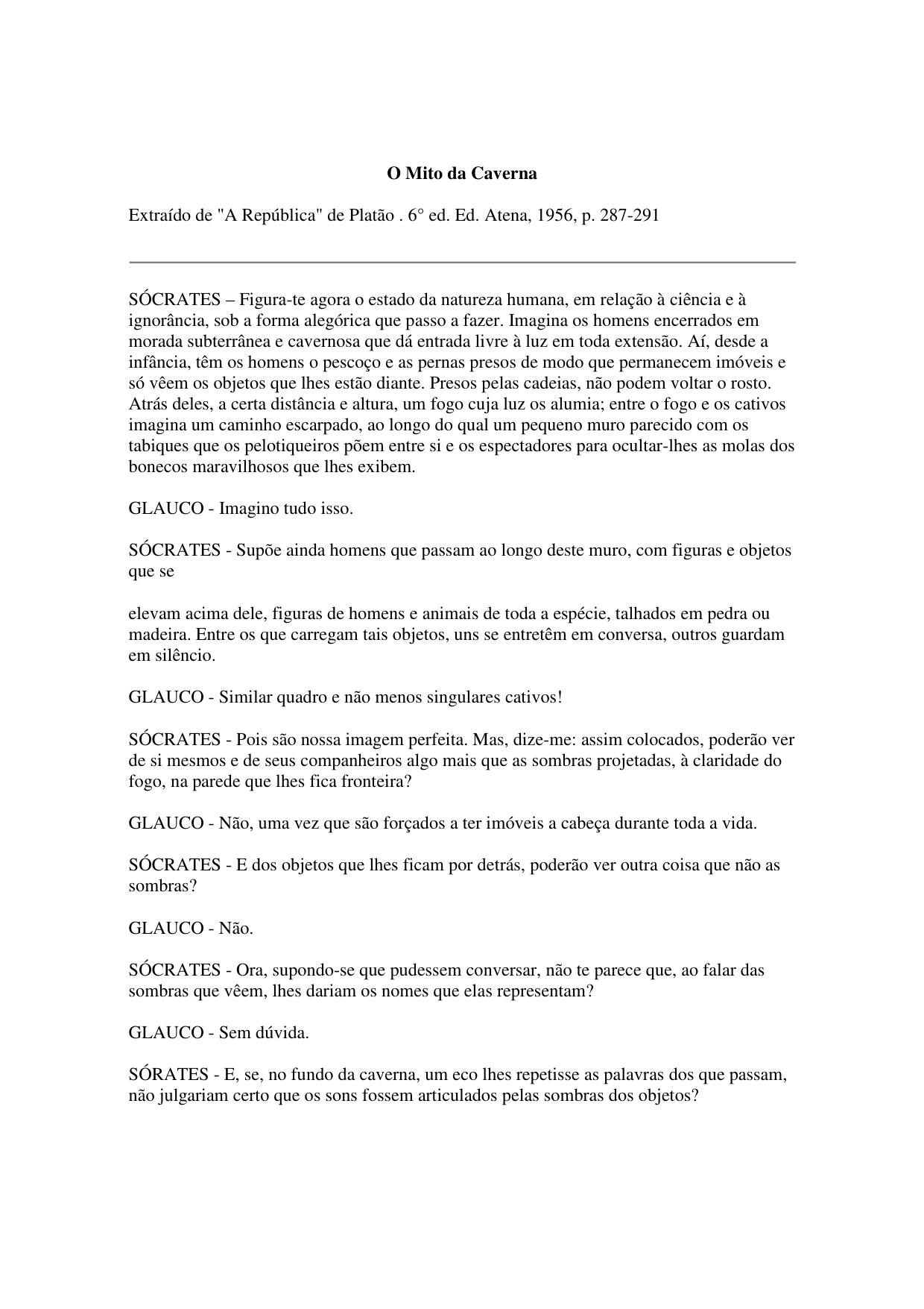 Platão- O Mito da Caverna