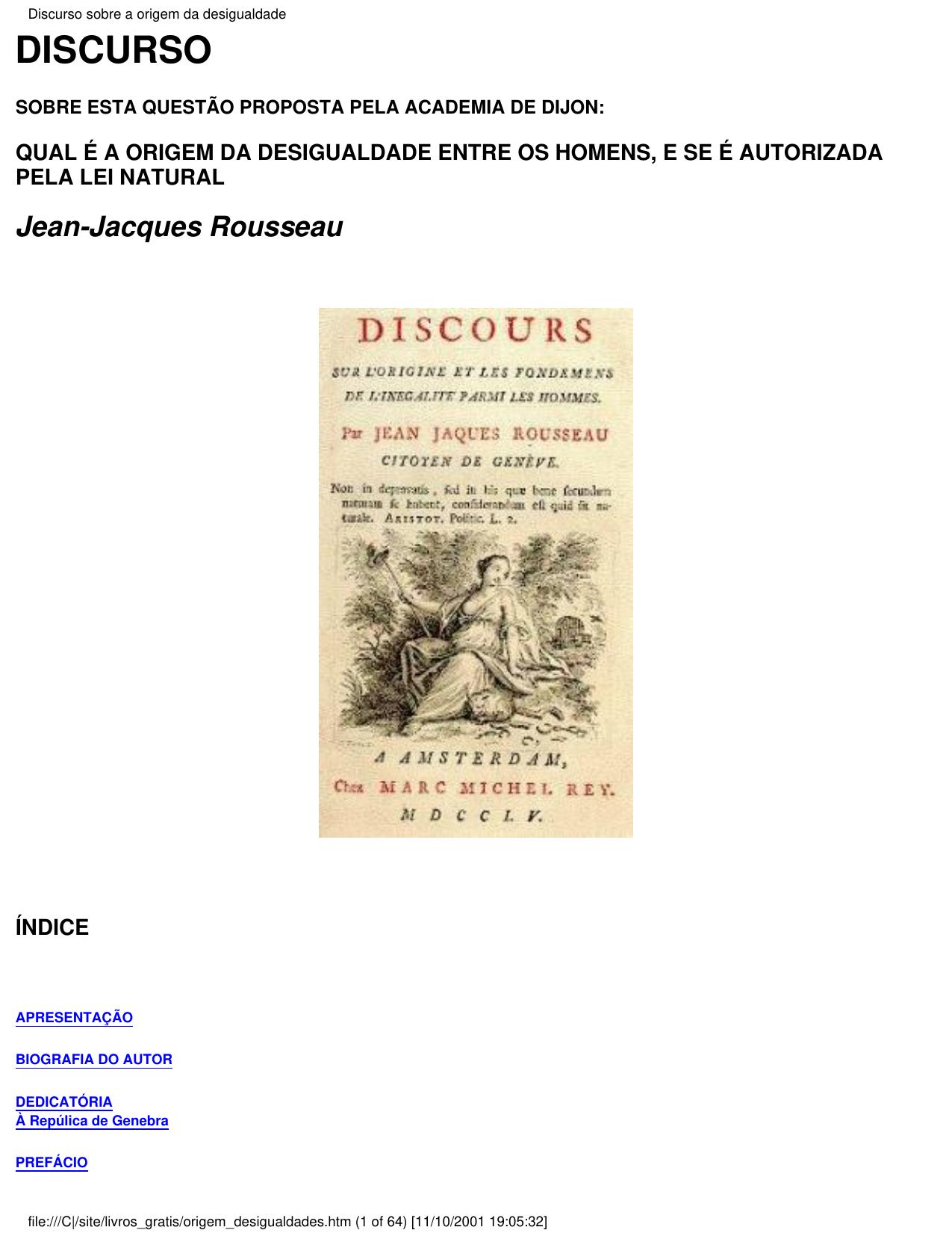 Discurso sobre a origem e os fundamentos da desigualdade entre os Homens