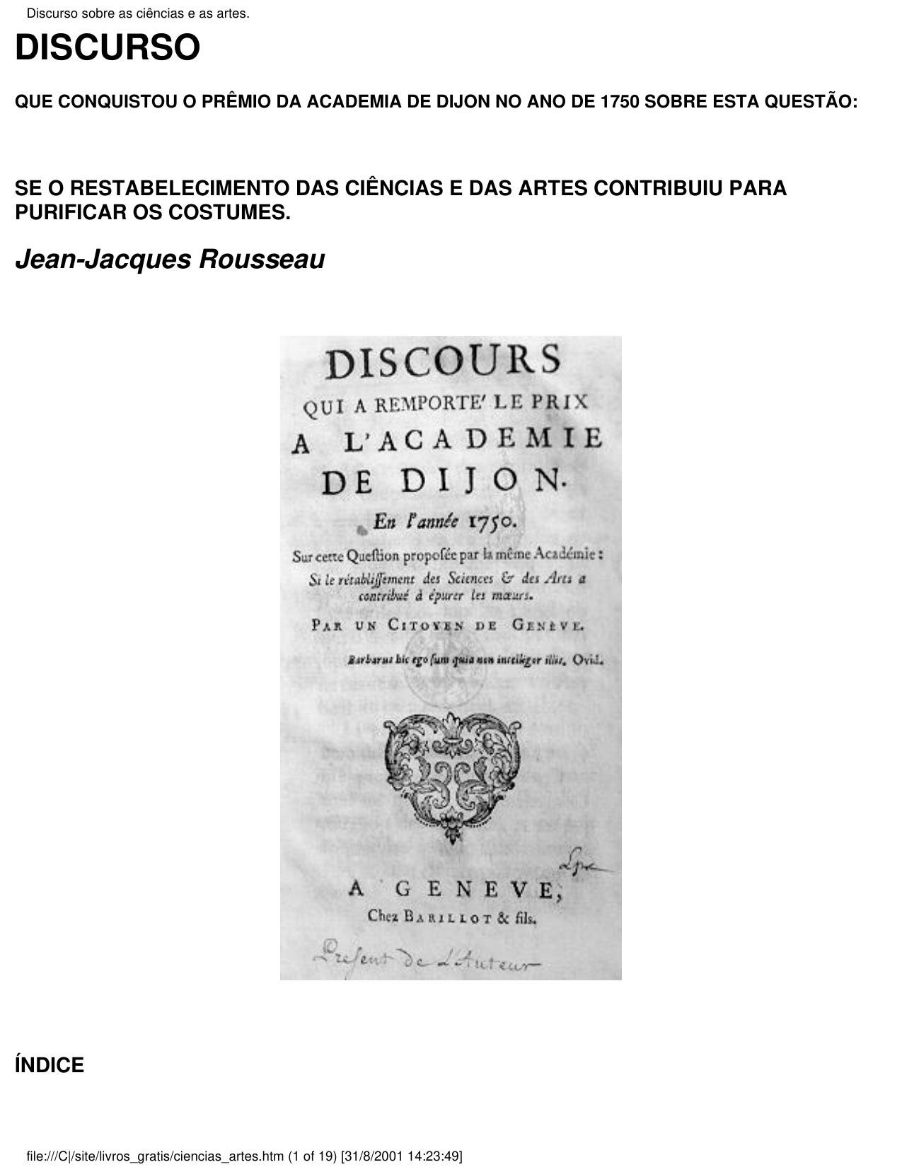 Discurso sobre as ciências e as artes