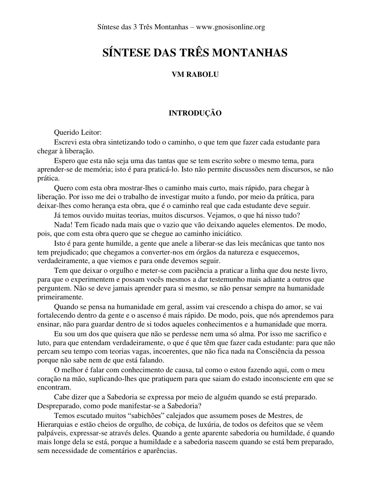 SÍNTESE DAS TRÊS MONTANHAS