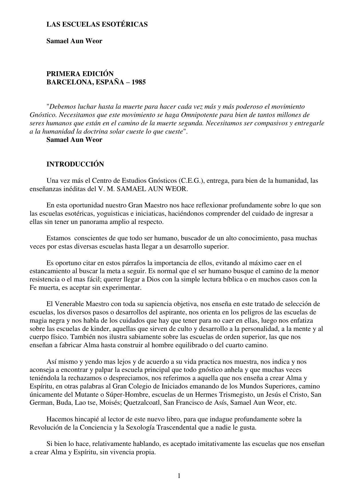 Revisión minuciosa del libro LAS ESCUELAS ESOTERICAS