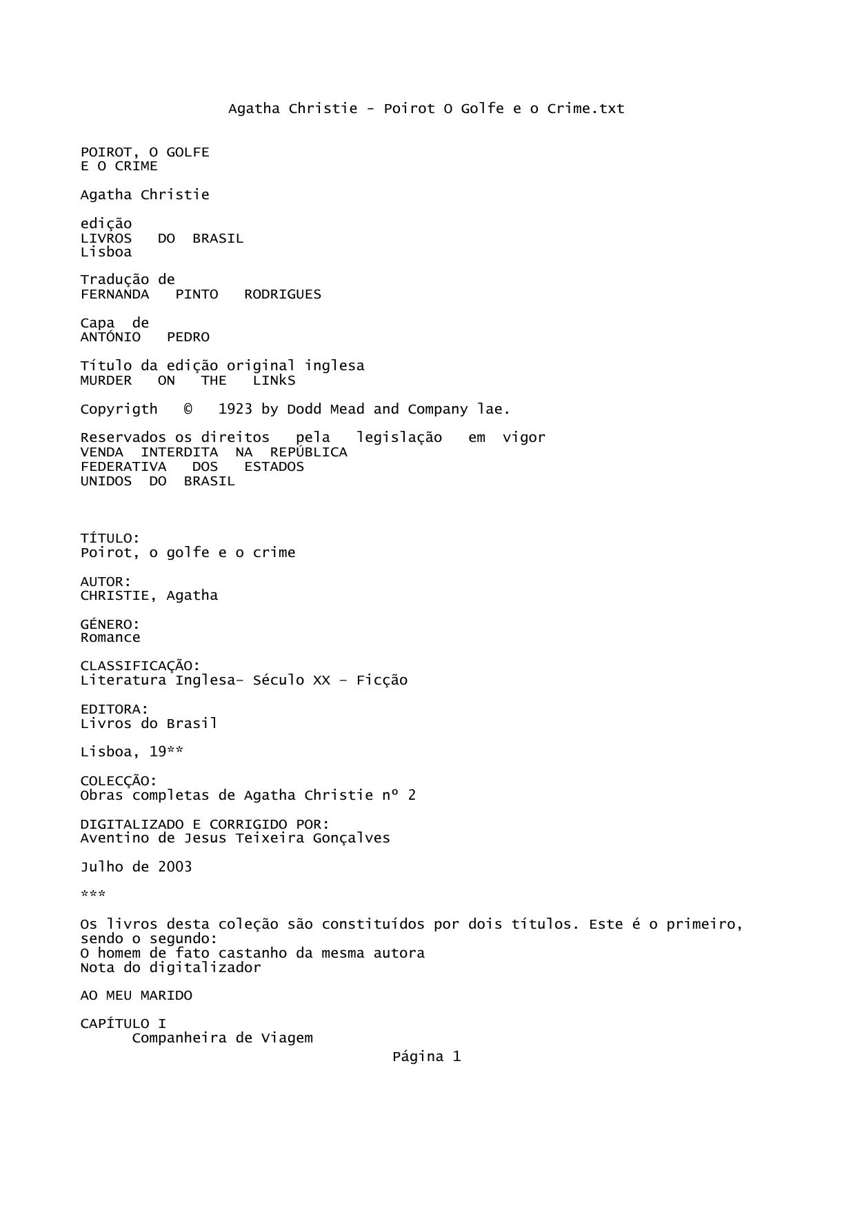 Agatha Christie - Poirot O Golfe e o Crime.txt - Bloco de notas