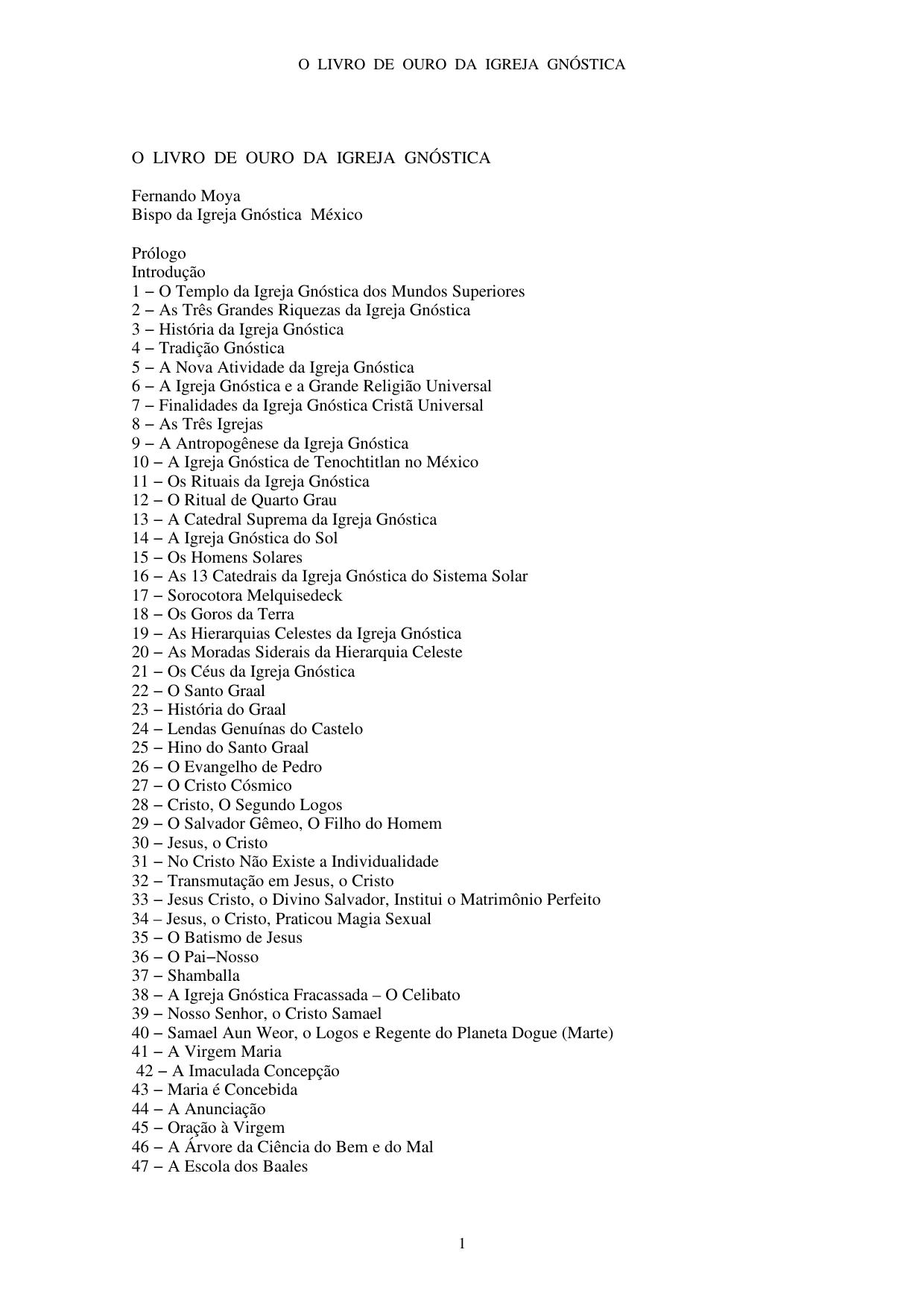 O Livro de Ouro da Igreja Gnostica