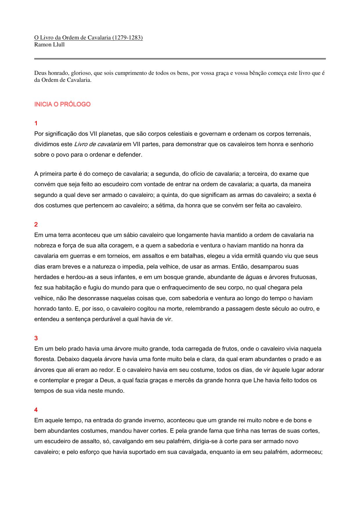 O Livro da Ordem de Cavalaria (1279-1283)