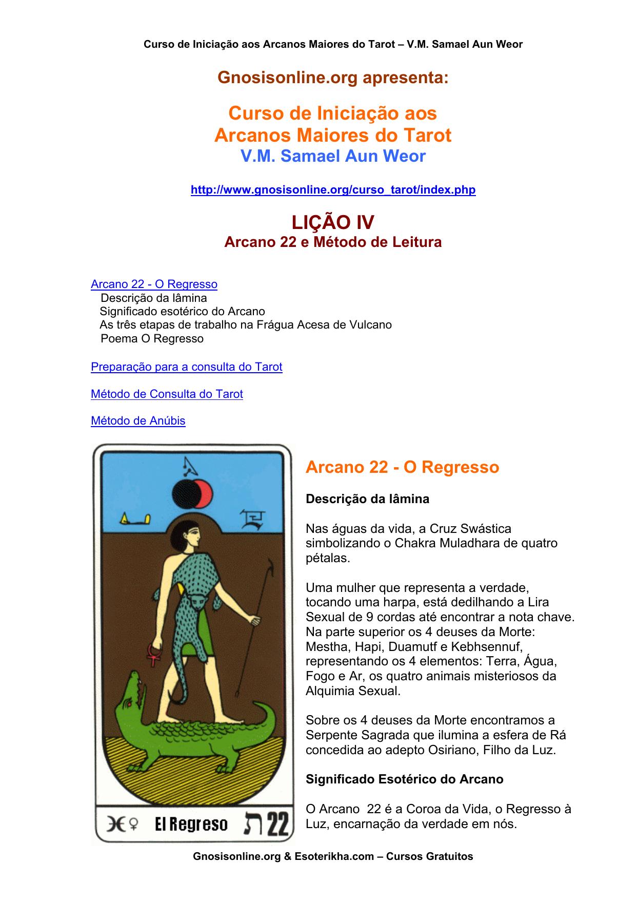 O sendeiro iniciático nos arcanos do Tarô e Cabala