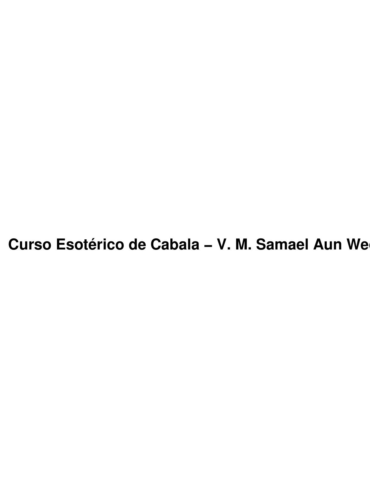 Curso Esotérico de Cabala - V. M. Samael Aun Weor