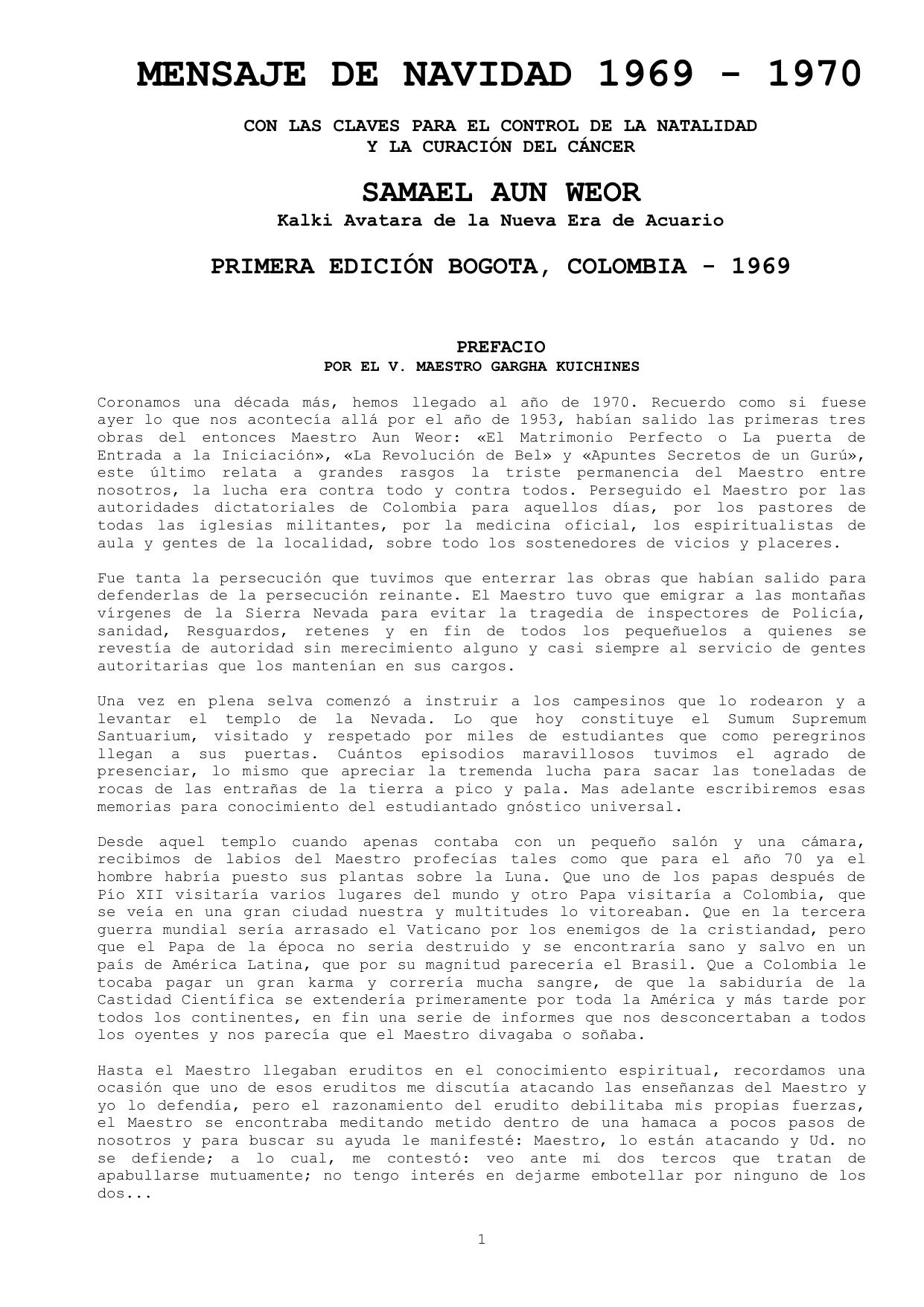 Mensaje de Navidad 1969.1970