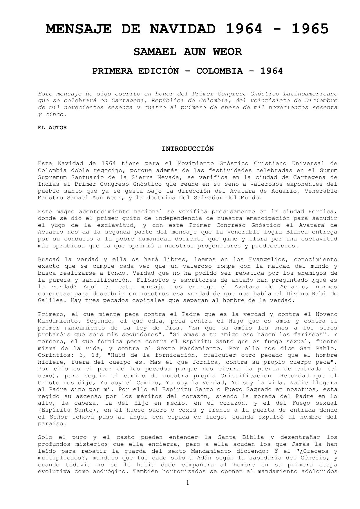 Mensaje de Navidad 1964 - 1965