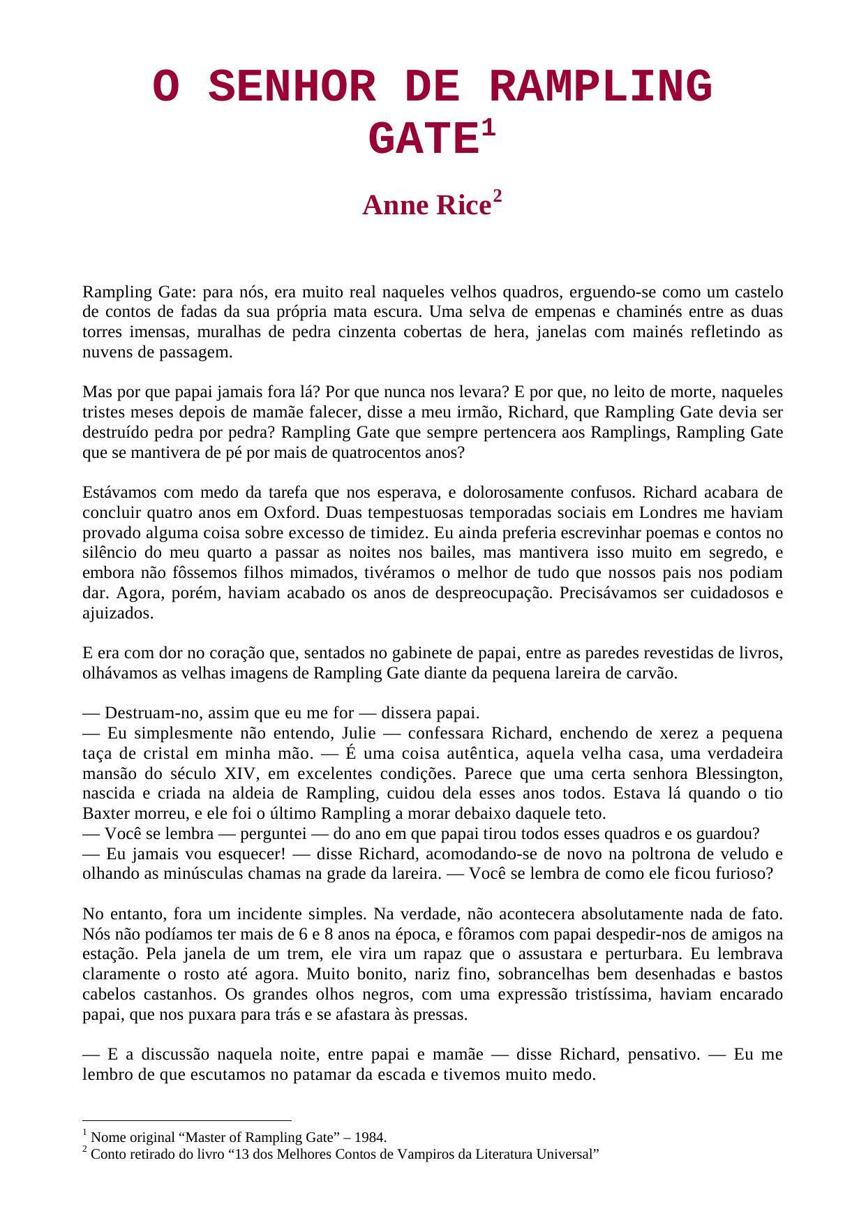 O SENHOR DE RAMPLING GATE