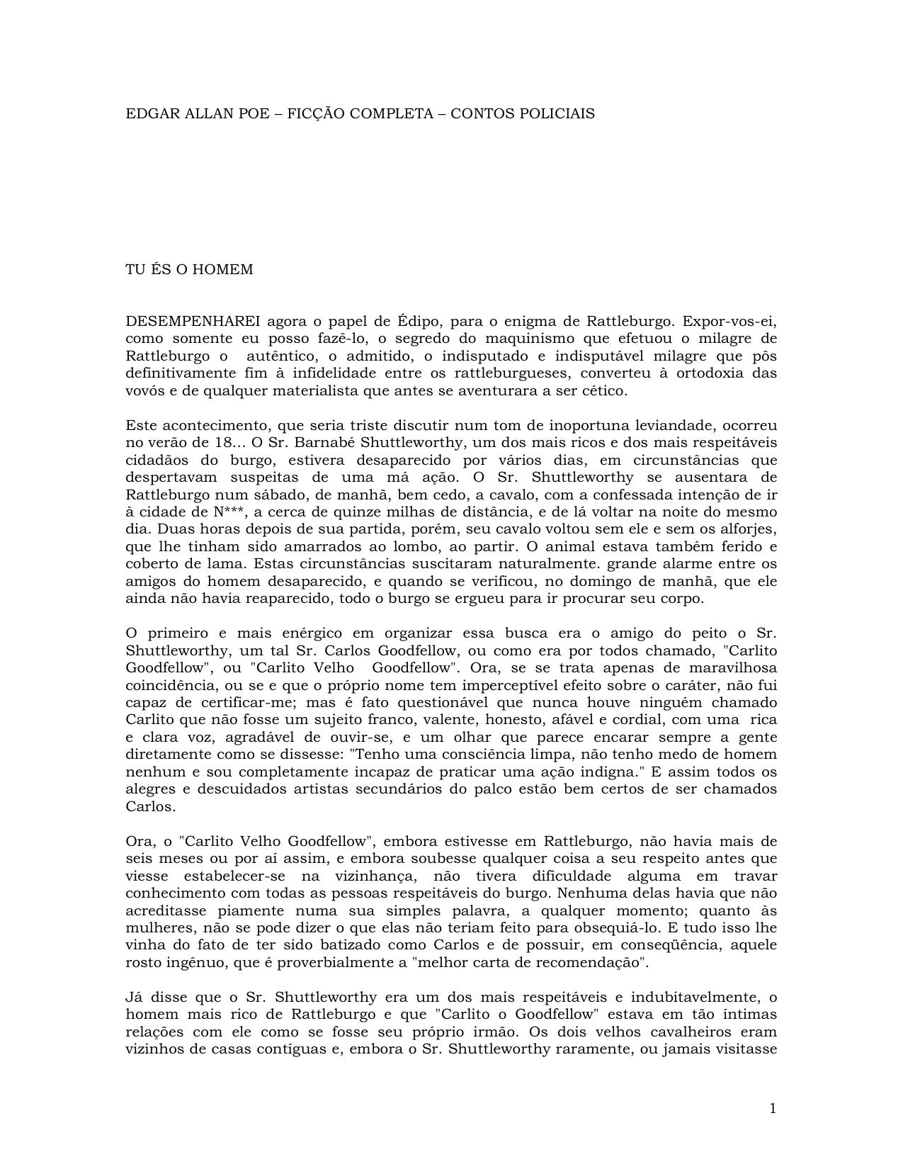 EDGAR ALLAN POE – FICÇÃO COMPLETA – CONTOS POLICIAIS