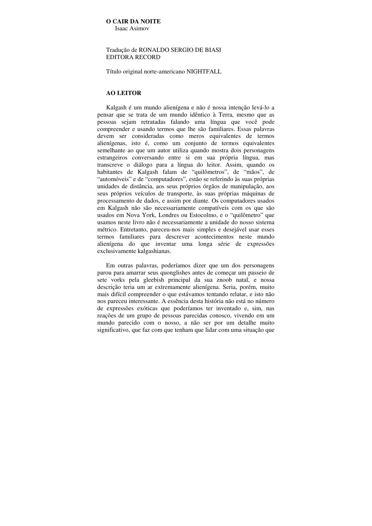 Microsoft Word - Isaac Asimov - O Cair da Noite.doc