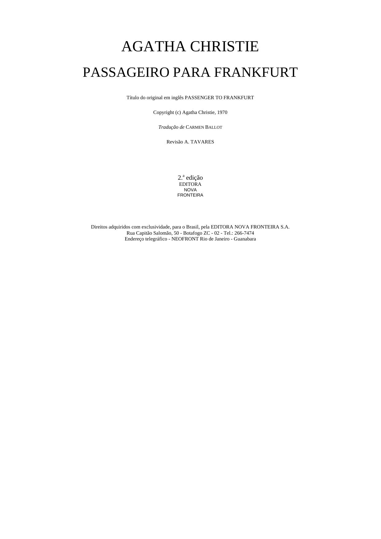 Passageiro para Frankfurt