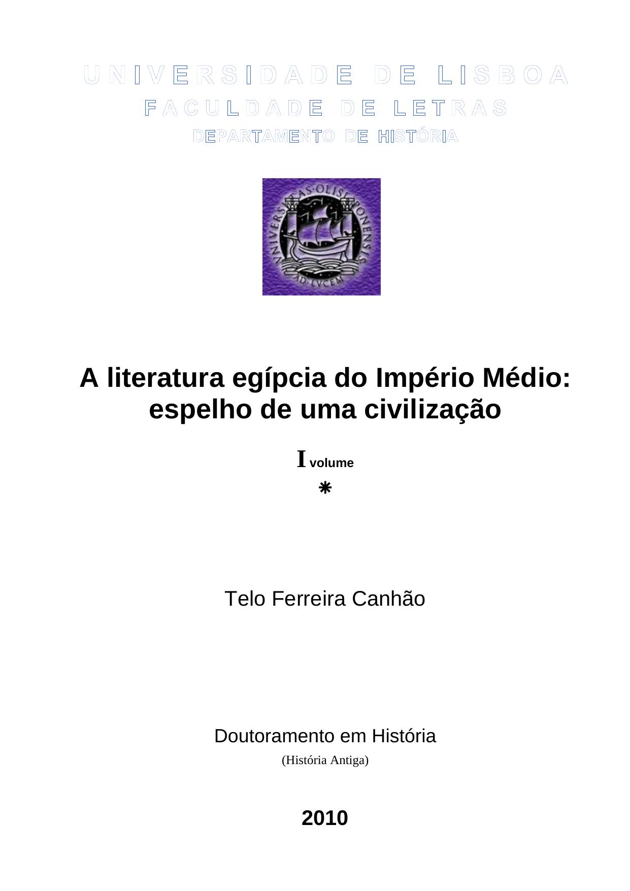 A Literatura Egípcia do Império Médio - Espelho de uma Civilização