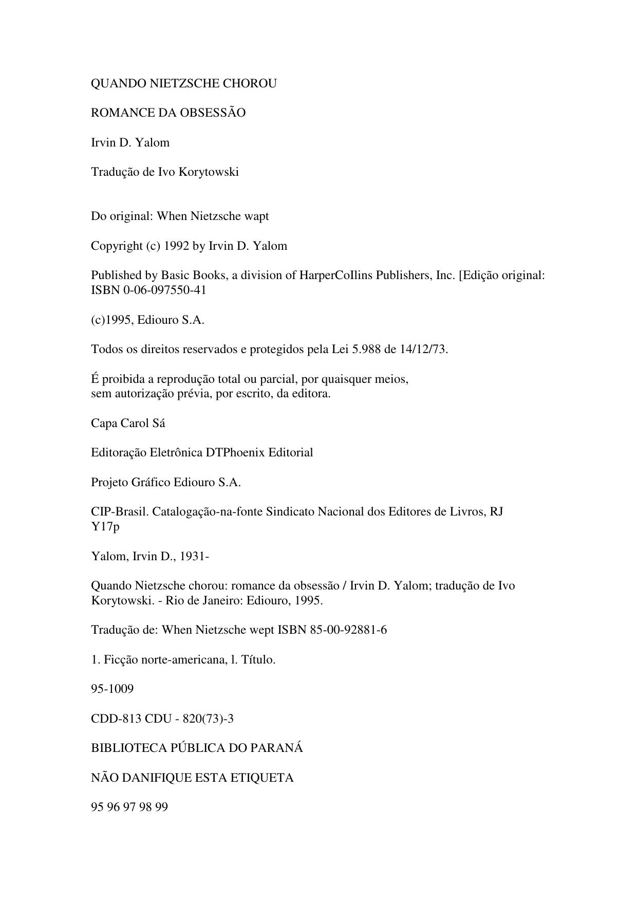 Microsoft Word - Irvin D. Yalom - Quando Nietzsche Chorou.doc