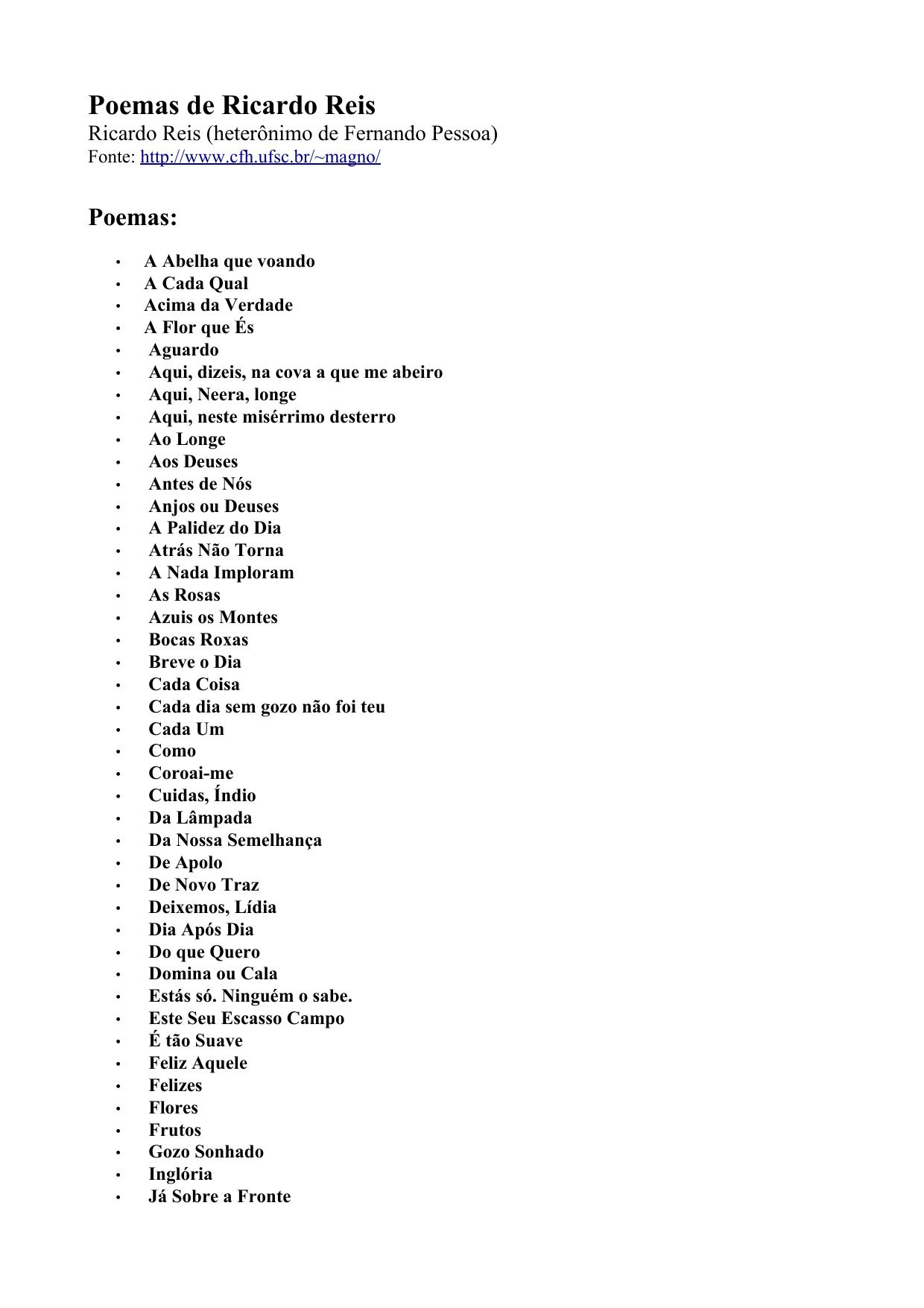 Poemas de Ricardo Reis