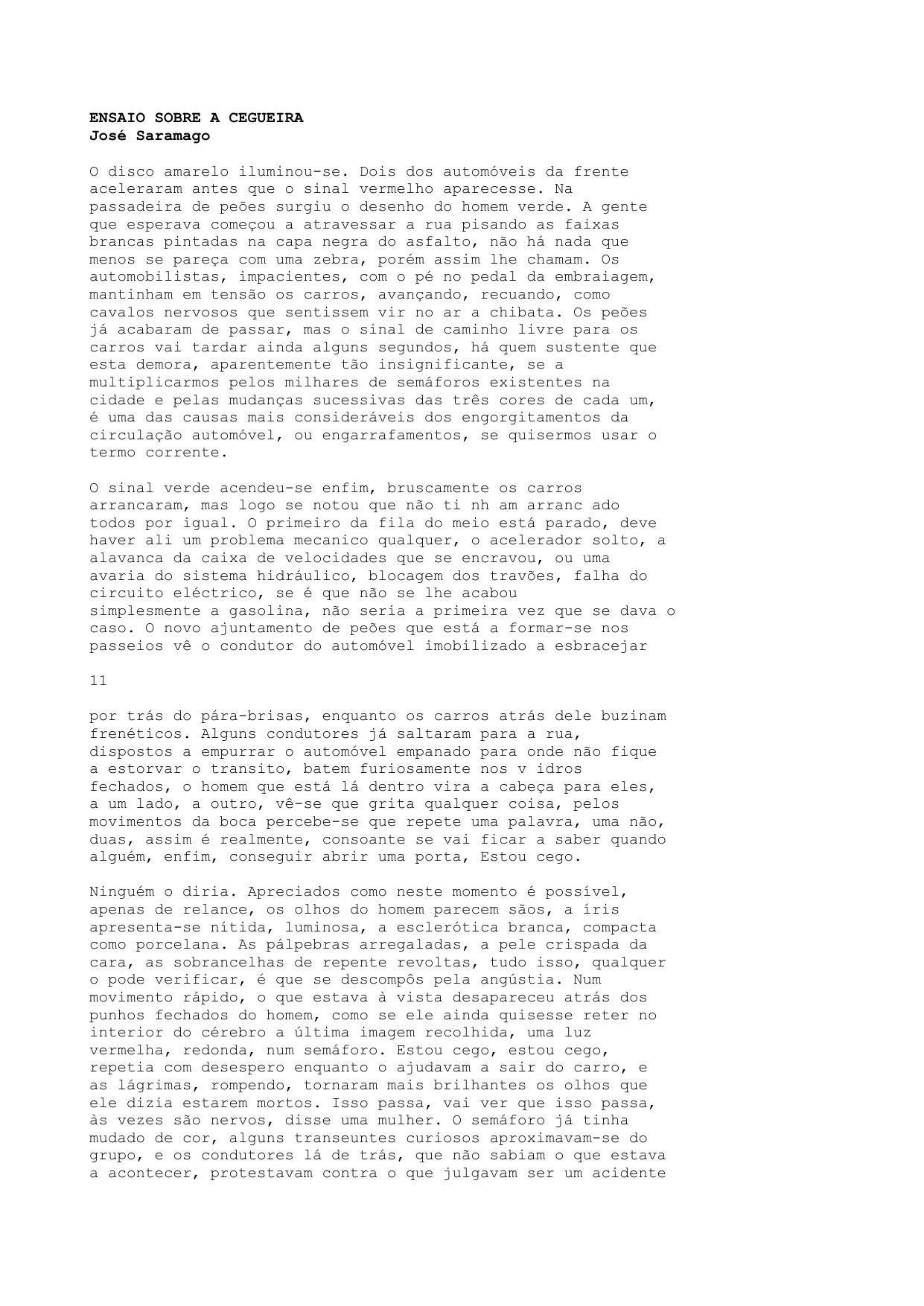 ENSAIO SOBRE A CEGUEIRA