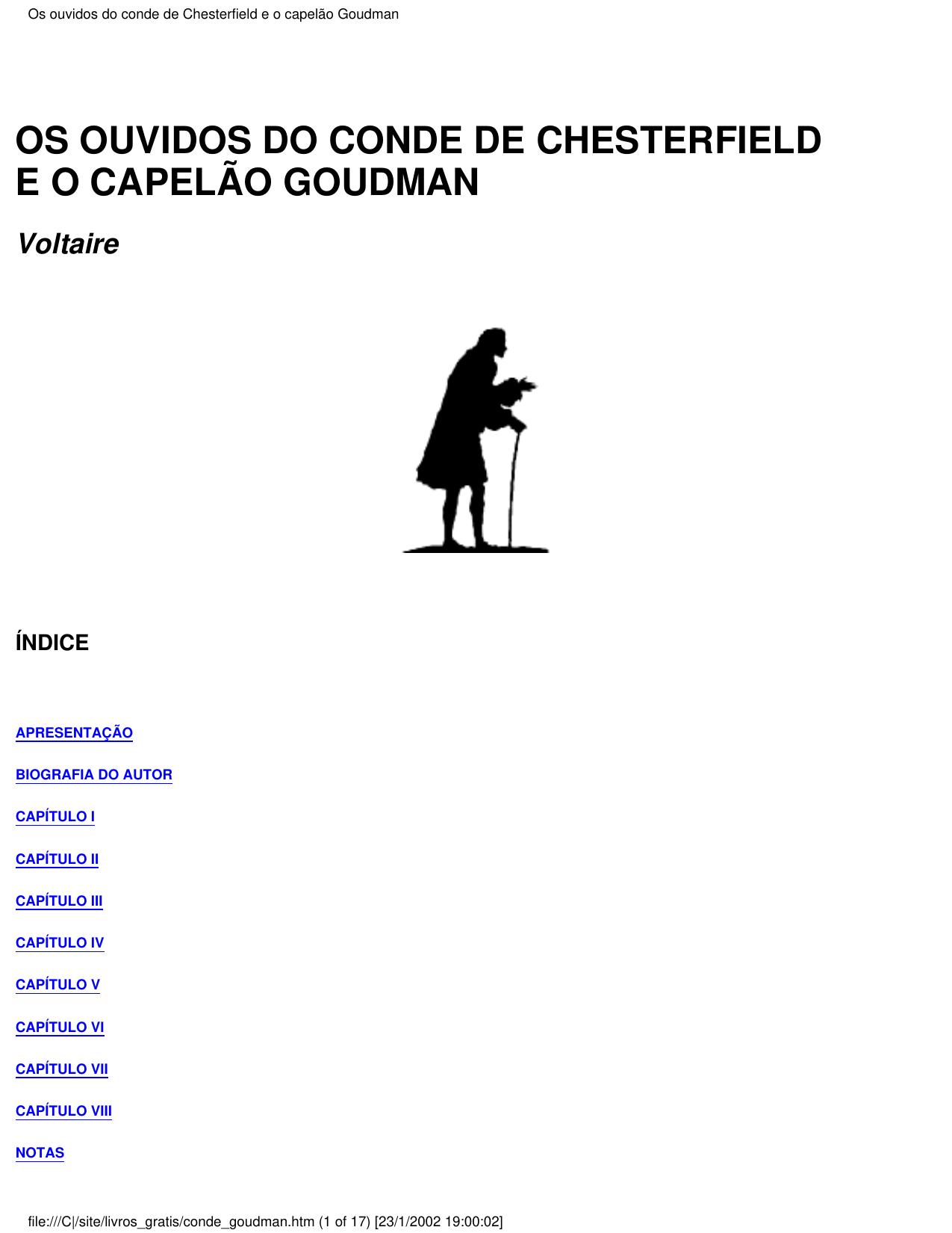 Os ouvidos do conde de Chesterfield e o capelão Goudman