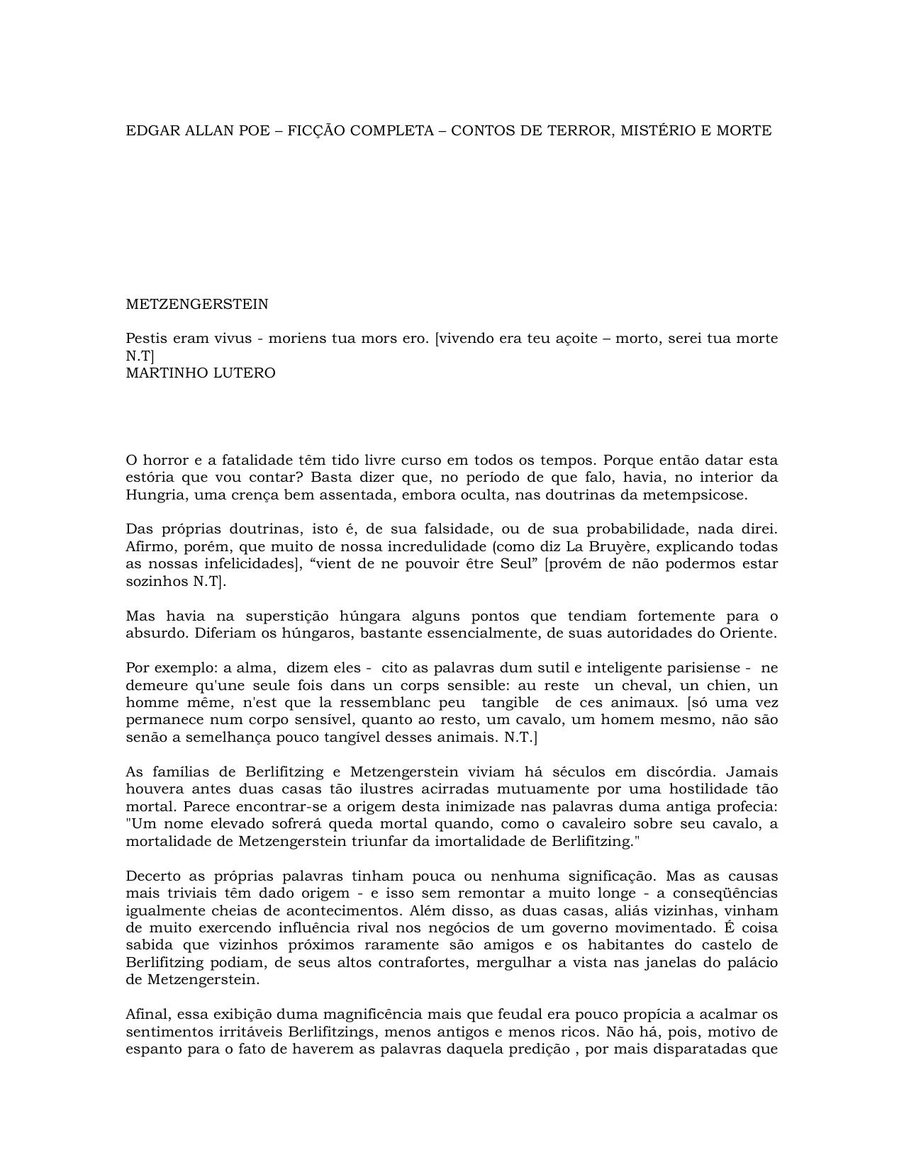 EDGAR ALLAN POE – FICÇÃO COMPLETA – CONTOS DE TERROR, MISTERIO E MORTE